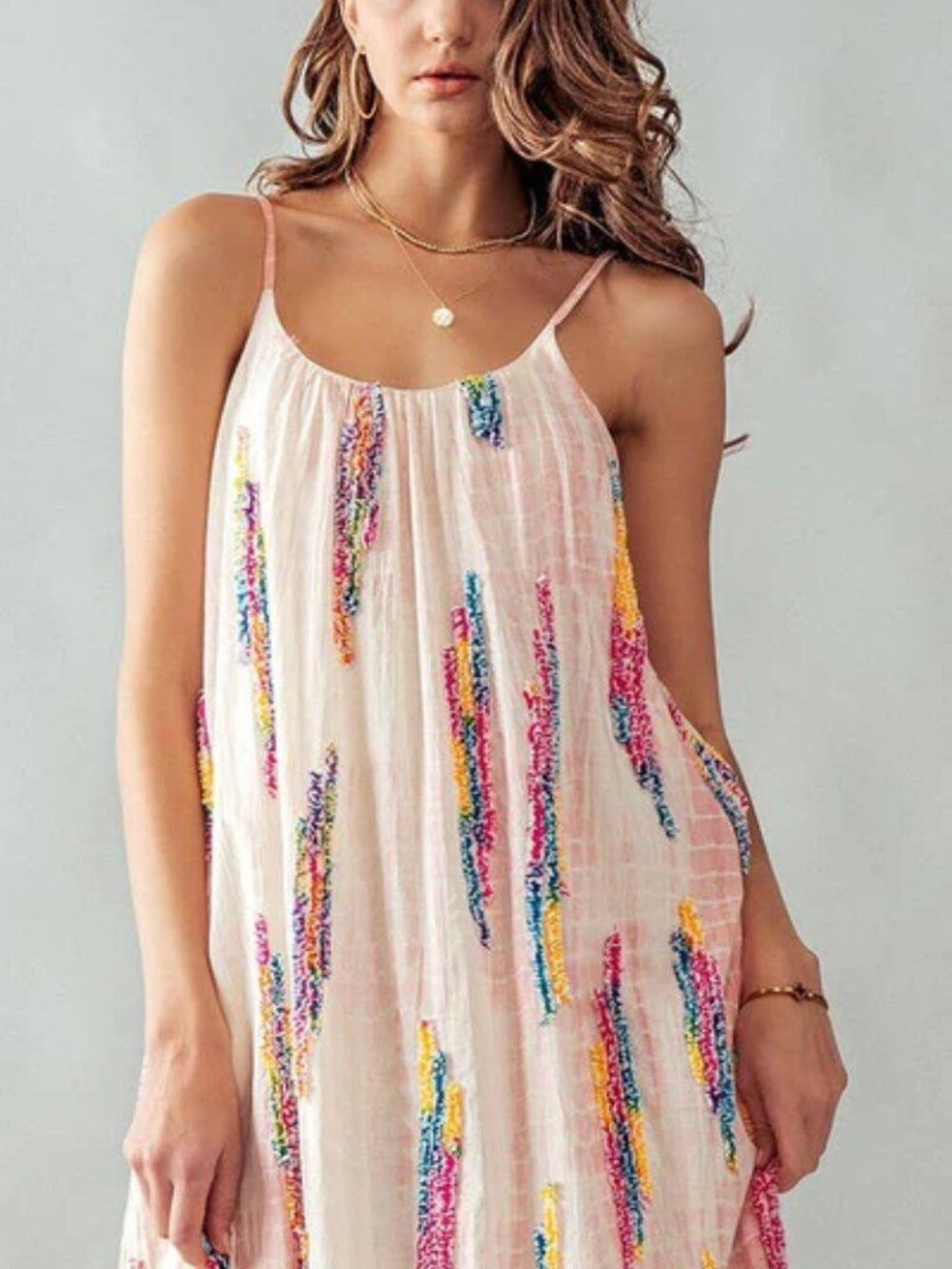 URBAN DAIZY Multicolor Tie-Dye Embroidered Cami Maxi Dress - Picture 14 of 16
